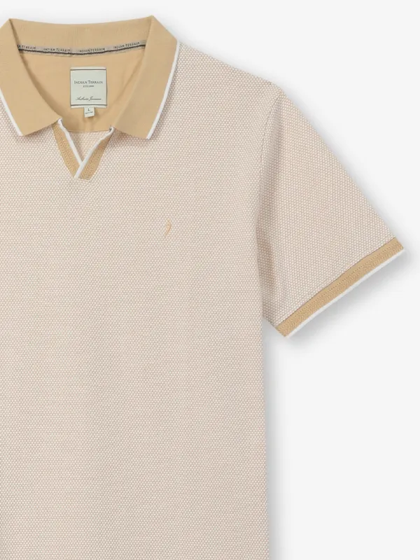 INDIAN TERRAIN light khaki textured t-shirt