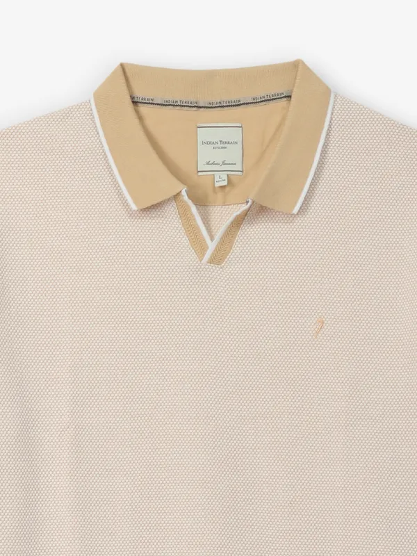 INDIAN TERRAIN light khaki textured t-shirt