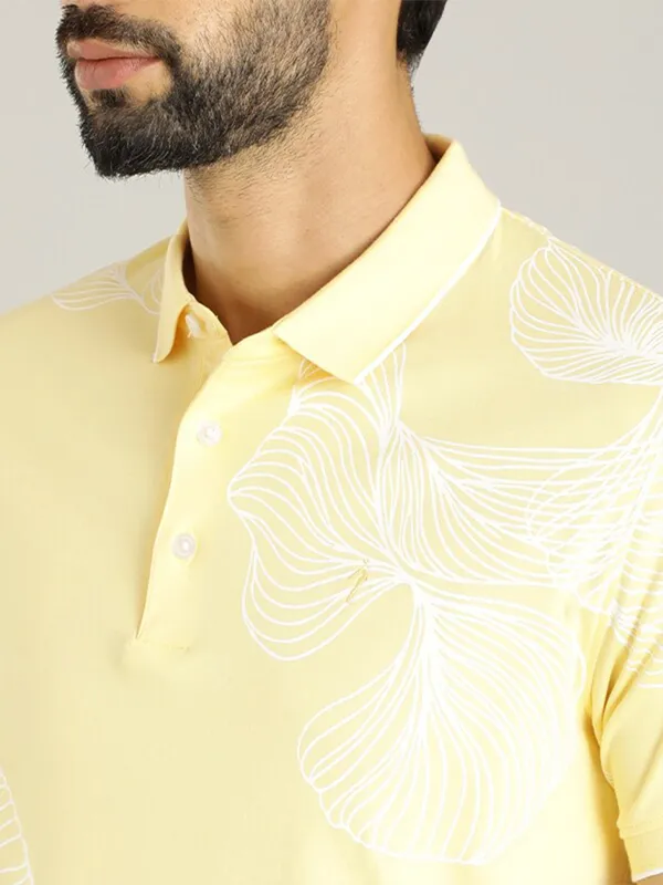 Indian Terrain light yellow cotton printed t shirt