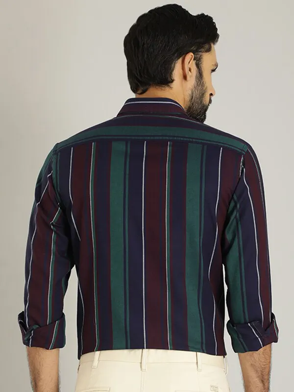 Indian Terrain maroon and blue stripe shirt