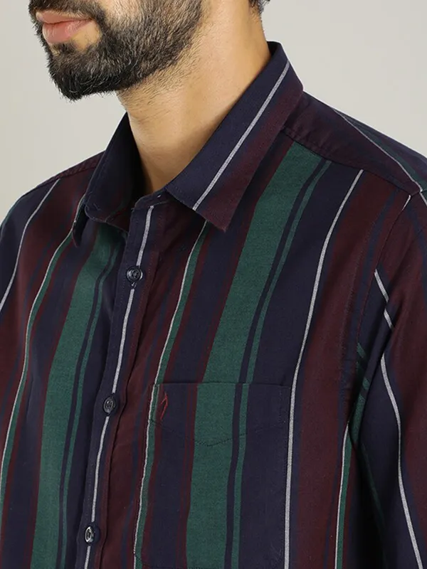 Indian Terrain maroon and blue stripe shirt