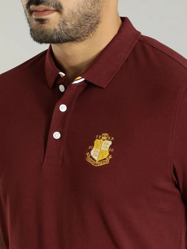 Indian Terrain maroon plain polo t shirt