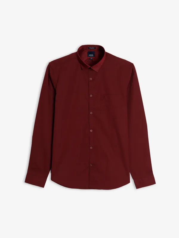 Indian Terrain maroon plain shirt