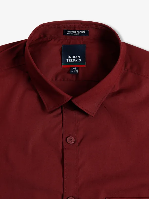 Indian Terrain maroon plain shirt