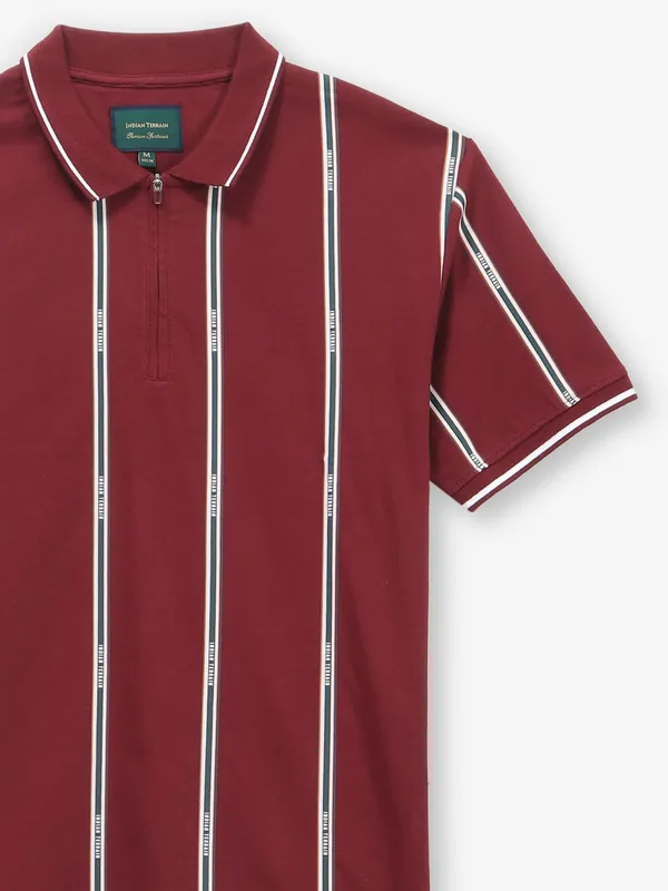 INDIAN TERRAIN maroon stripe cotton t-shirt