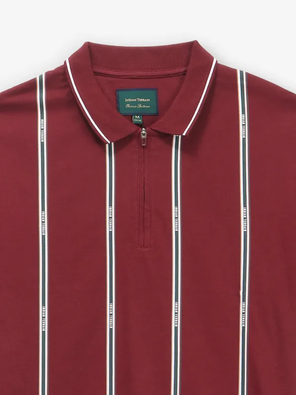 INDIAN TERRAIN maroon stripe cotton t-shirt