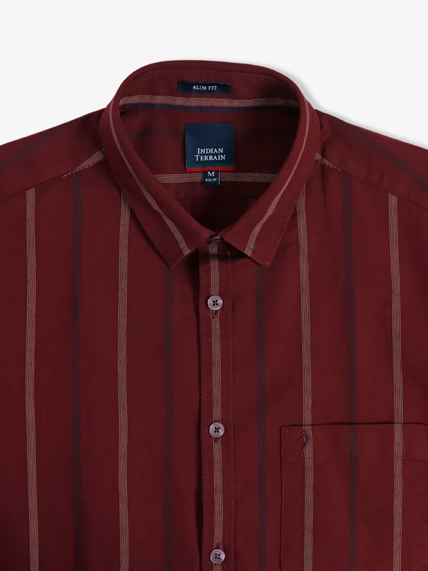 Indian Terrain maroon stripe shirt