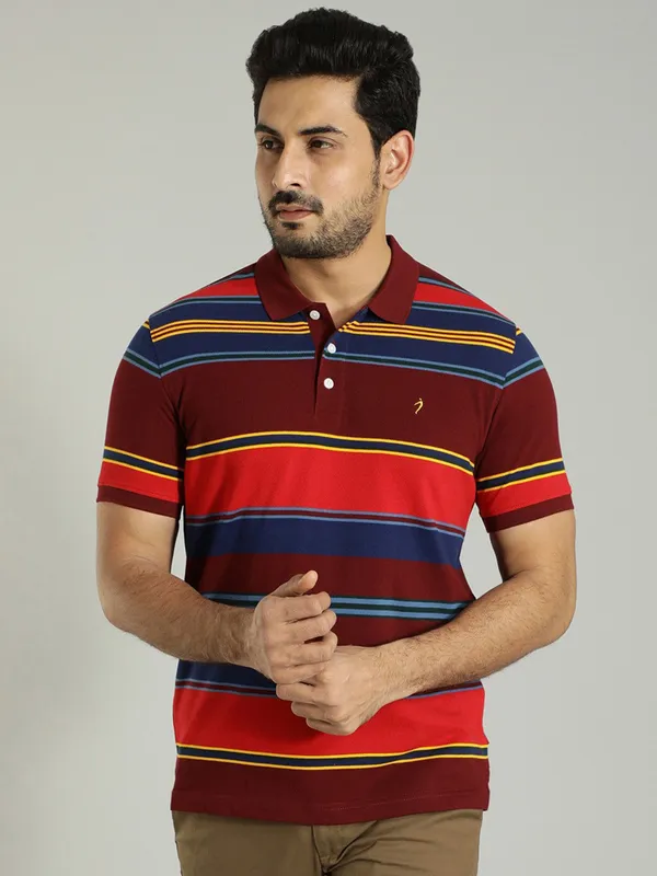 Indian Terrain maroon stripe t shirt