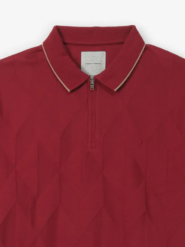 INDIAN TERRAIN maroon textured t-shirt