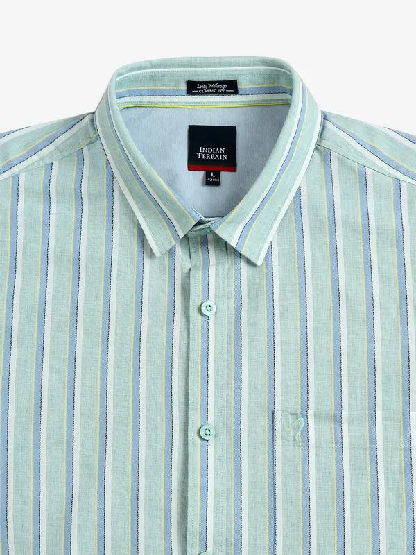 INDIAN TERRAIN mint green stripe shirt