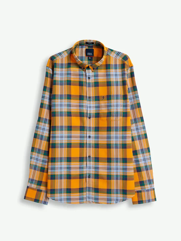 Indian Terrain mustard yellow checks shirt