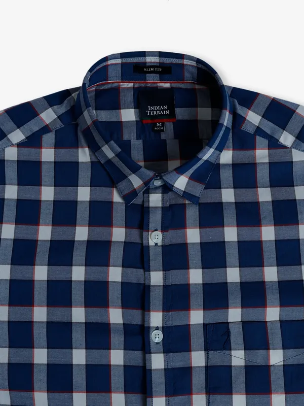 Indian Terrain navy and white cotton shirt