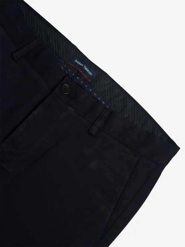 INDIAN TERRAIN navy cotton solid trouser