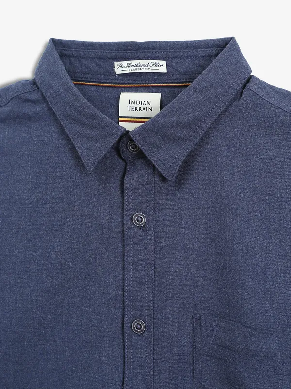 INDIAN TERRAIN navy plain cotton shirt