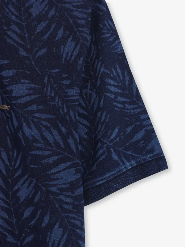 INDIAN TERRAIN navy printed cotton slim fit t-shirt