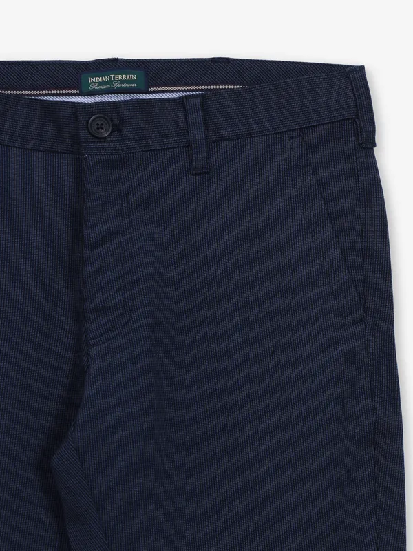INDIAN TERRAIN navy solid cotton trouser for men