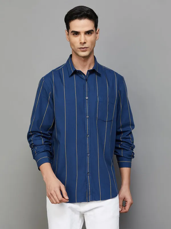 Indian Terrain navy stripe cotton shirt
