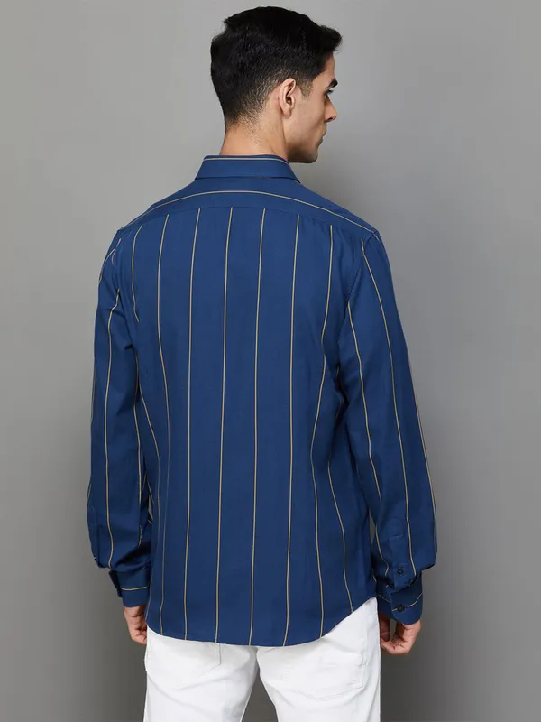 Indian Terrain navy stripe cotton shirt