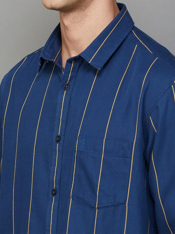Indian Terrain navy stripe cotton shirt