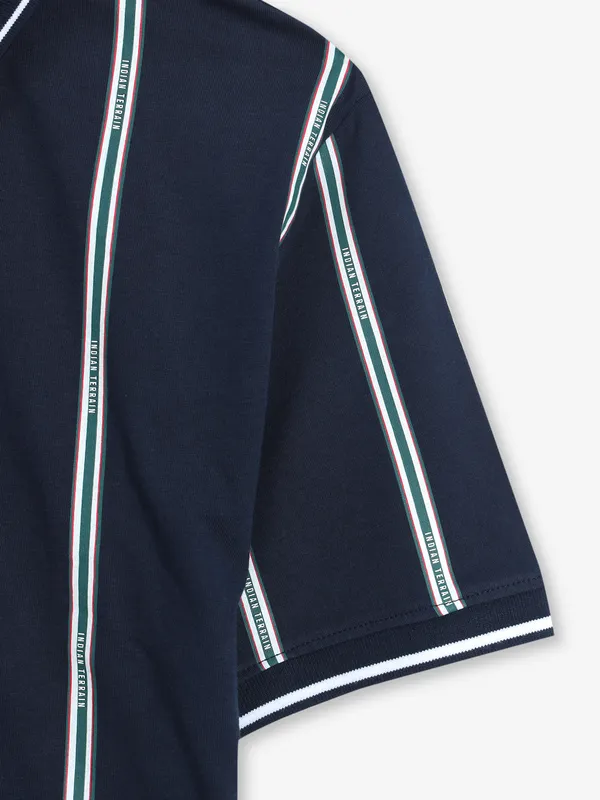 INDIAN TERRAIN navy stripe cotton slim fit t-shirt