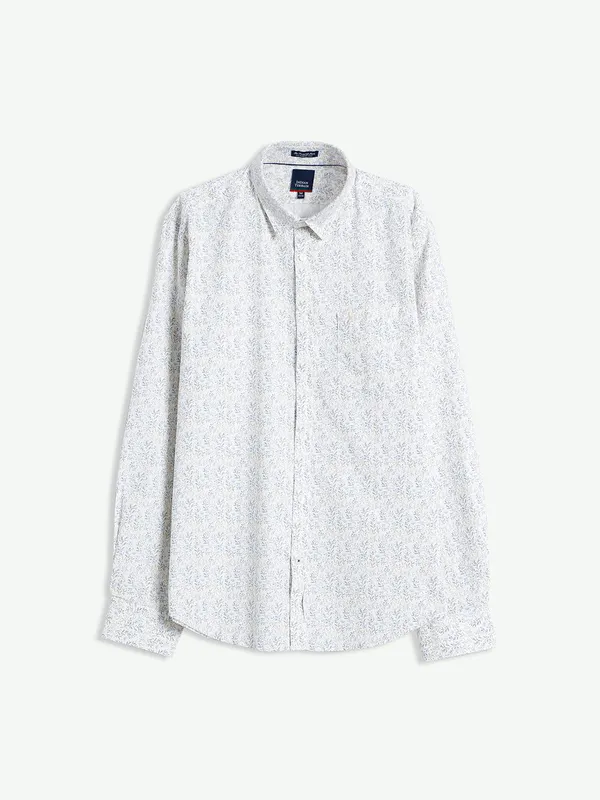 Indian Terrain off white cotton printed shirt