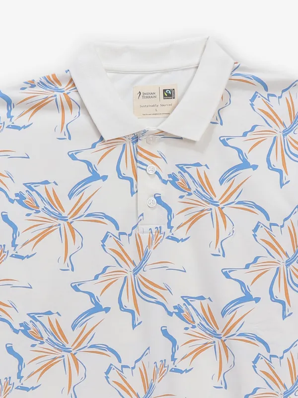 INDIAN TERRAIN off-white printed cotton t-shirt