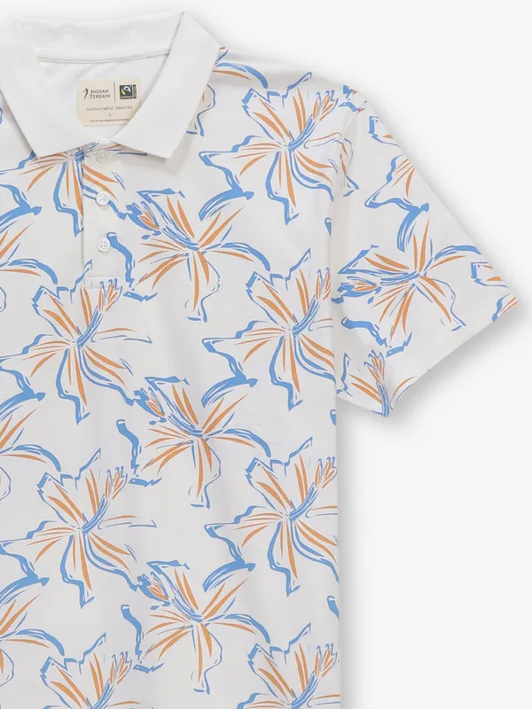 INDIAN TERRAIN off-white printed cotton t-shirt