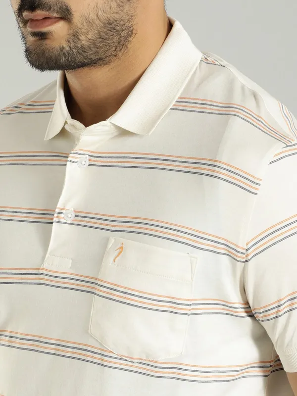 Indian Terrain off white stripe polo t shirt