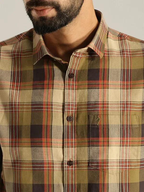 Indian Terrain olive checks shirt