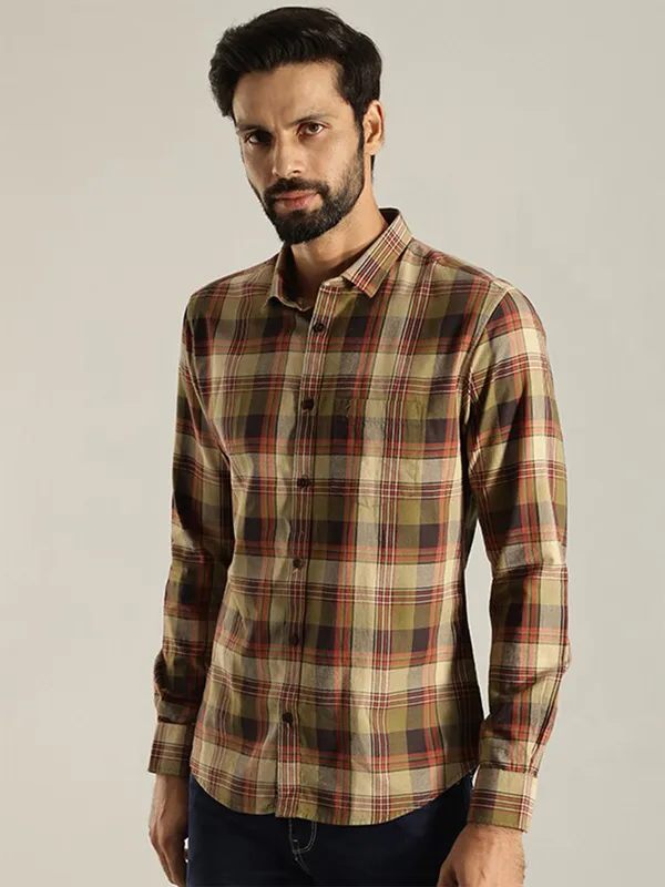 Indian Terrain olive checks shirt