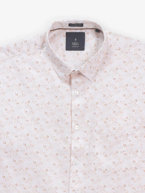 INDIAN TERRAIN peach printed cotton shirt