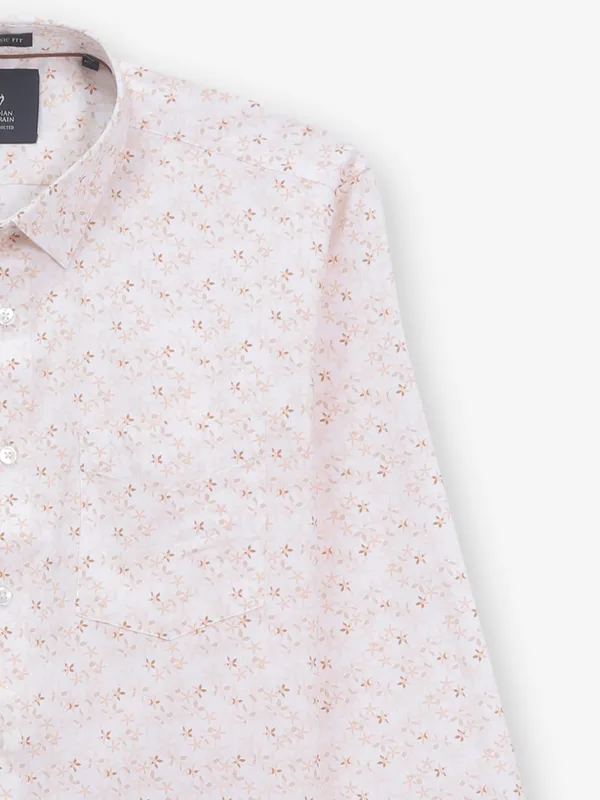 INDIAN TERRAIN peach printed cotton shirt