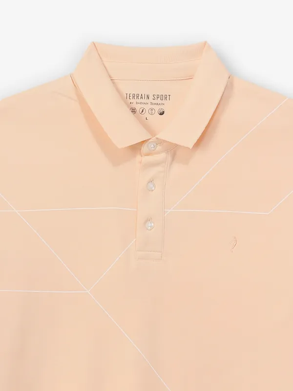 INDIAN TERRAIN peach printed cotton t-shirt