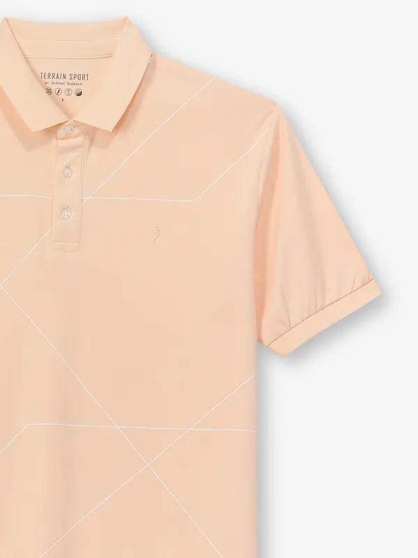 INDIAN TERRAIN peach printed cotton t-shirt