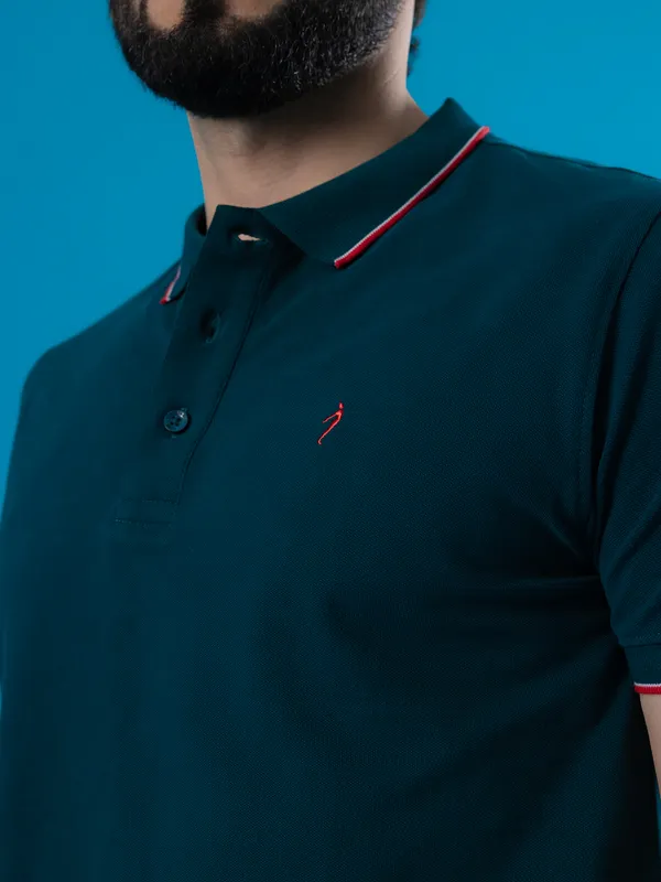 INDIAN TERRAIN pine blue polo slim fit t-shirt for men