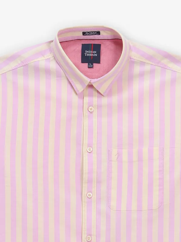 INDIAN TERRAIN pink and yellow striped cotton shirt