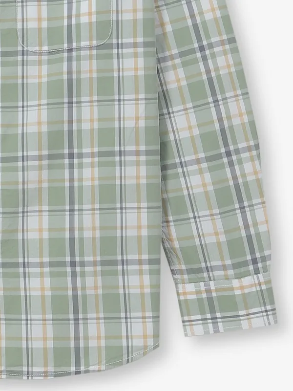 INDIAN TERRAIN pista green checks shirt in cotton