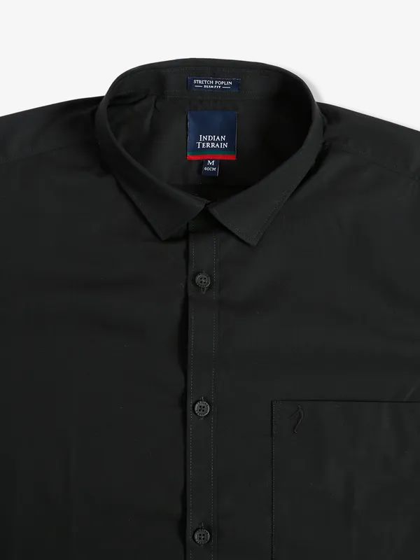 Indian Terrain plain cotton black shirt