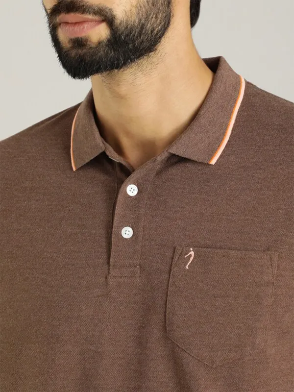 Indian Terrain plain cotton brown t shirt