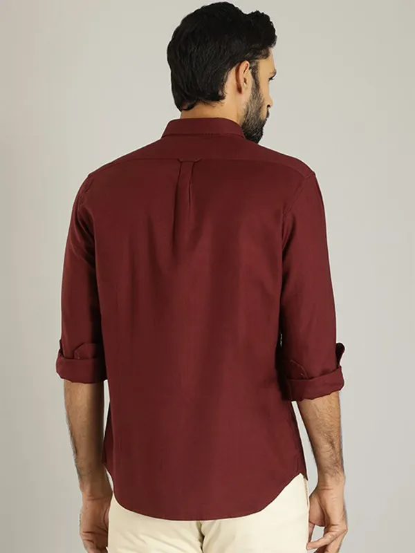 Indian Terrain plain cotton maroon shirt