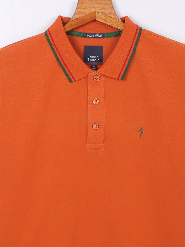 Indian Terrain plain orange cotton t shirt