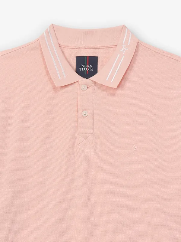 INDIAN TERRAIN plain peach cotton t-shirt