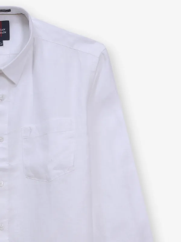 INDIAN TERRAIN plain white cotton shirt for men