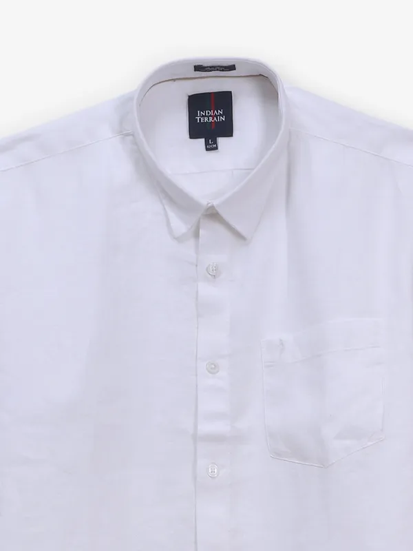INDIAN TERRAIN plain white cotton shirt for men