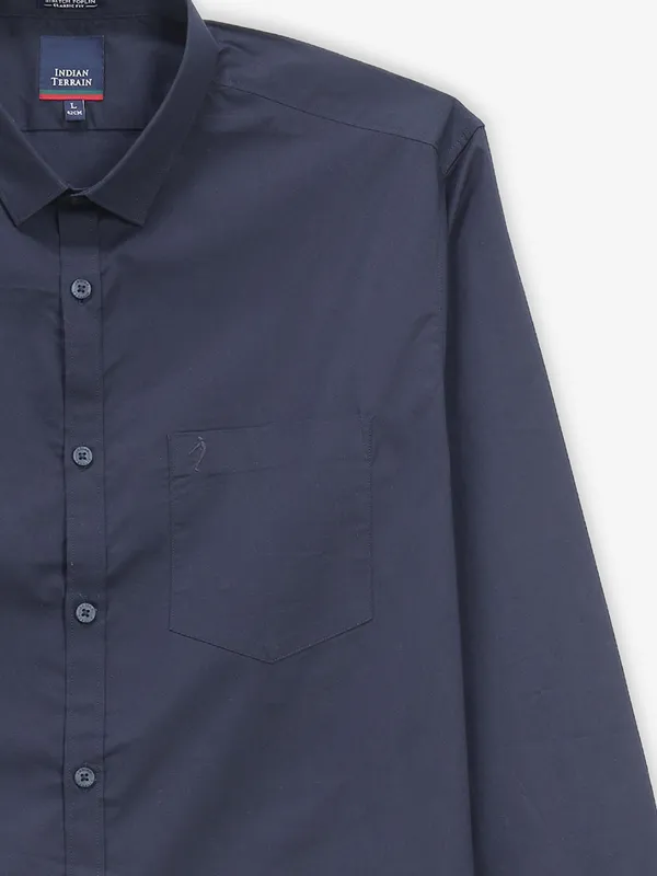 INDIAN TERRAIN plan navy cotton shirt