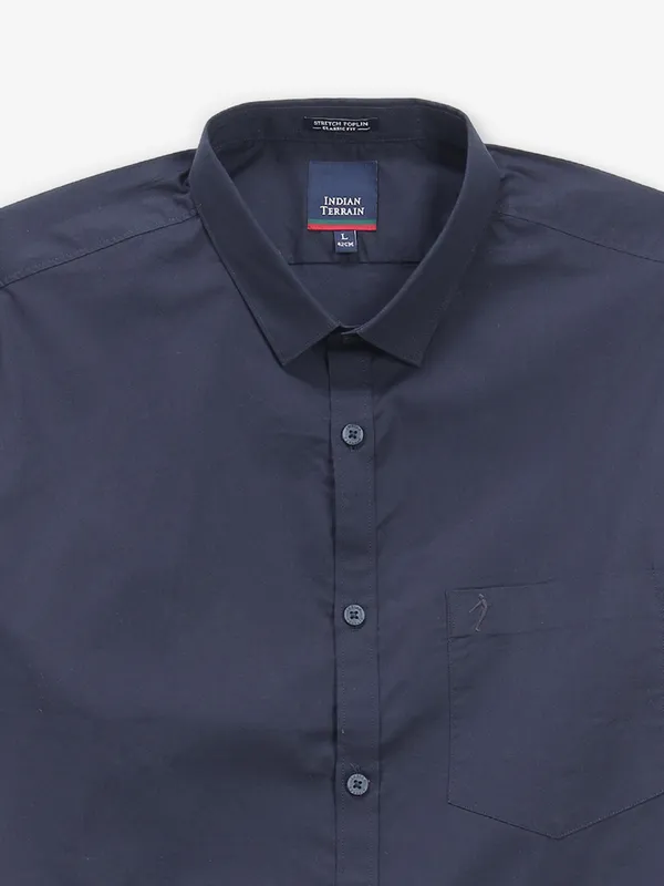 INDIAN TERRAIN plan navy cotton shirt