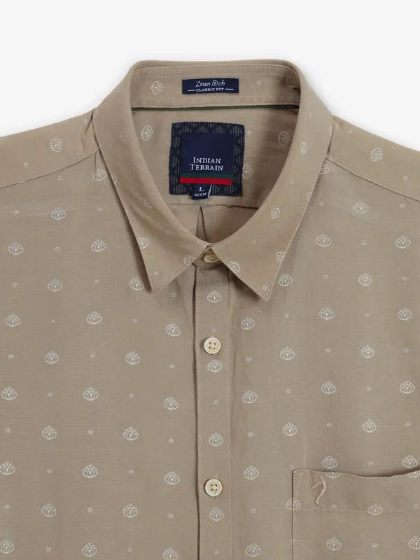 INDIAN TERRAIN printed beige cotton shirt