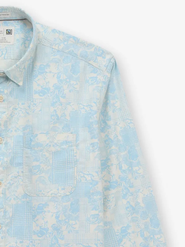 INDIAN TERRAIN printed blue cotton shirt