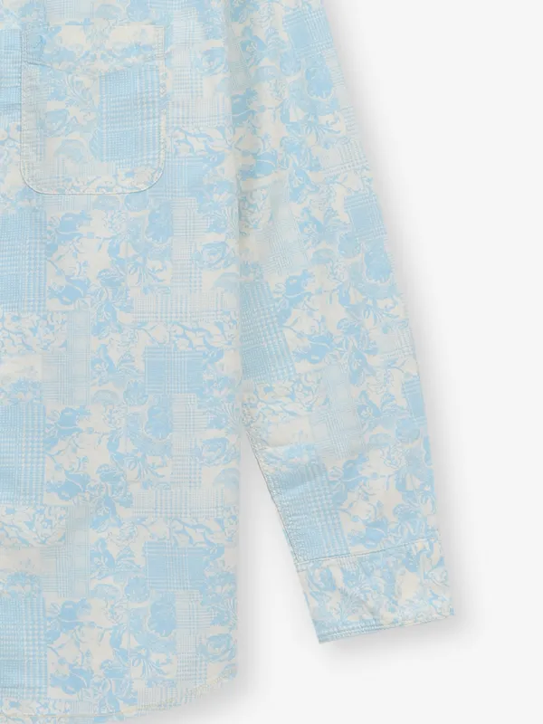 INDIAN TERRAIN printed blue cotton shirt