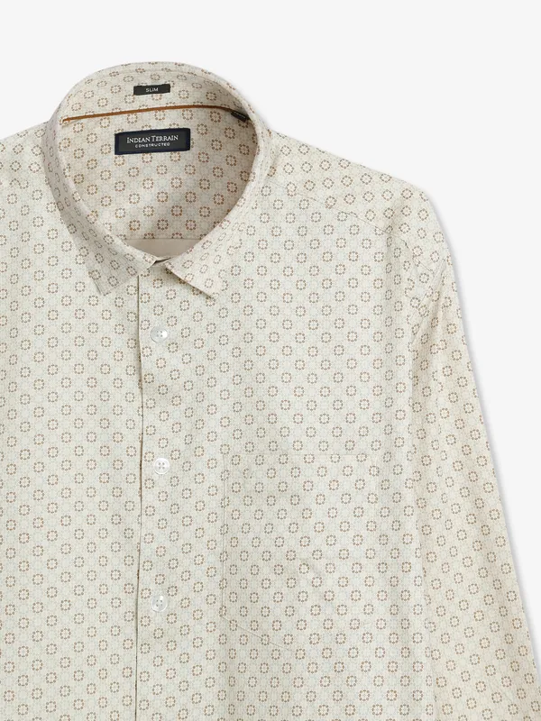 Indian Terrain printed cream cotton shirt